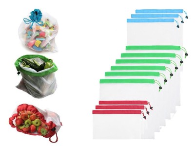12pcs Mesh Bags Vegetable Fruit Storage Pouchs
