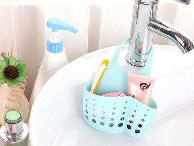 Blue Adjsutable Storage Hanger Basket for Kitchen Bathroom