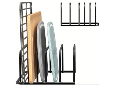 Black Carbon Steel Cutting Board Rack (Kitchen Countertop)