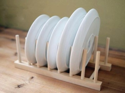 Kitchen Plates Holder Stand Rack Drainer Wooden