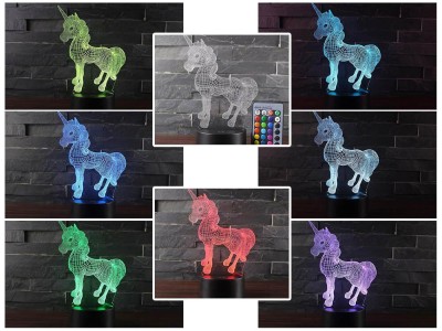 Colour-Changing Unicorn 3D Night Light with Remote Control