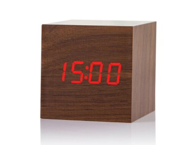 Wooden Cube LED Digital Alarm Clock