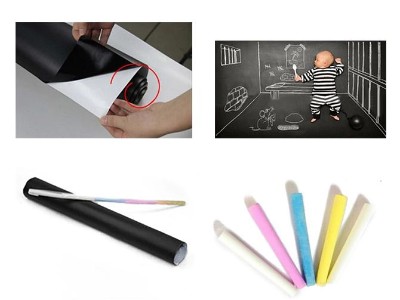 2 x Blackboard Sticker self-adhesive with 5 Chalks 200cm X 45cm