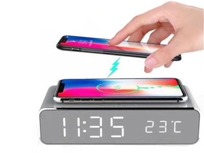 Electric LED Alarm Clock with Wireless Phone Charger