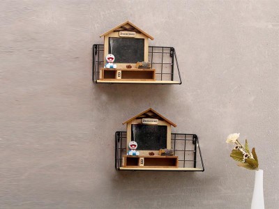 Black Wall Mounted Display Rack Floating Shelf 29.3x11x14cm