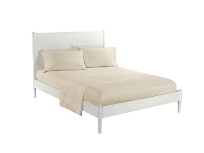 Queen Bed Sheet Set, Beige Microfiber 4pc, Fade Resistant