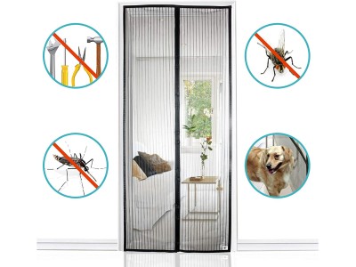 Magnetic Fly Screen Door Curtain - BLACK