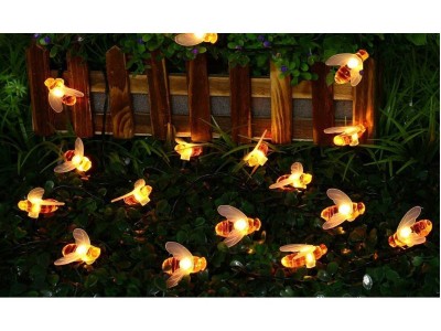 30 LED Solar Garden Light Honey Bees String Lights