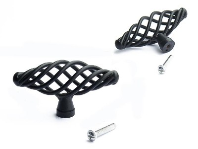 Black Contemporary European Style Handle With Screw Knobs