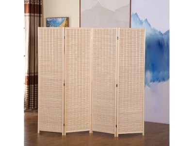 4-Leaf Bamboo Folding Screen Privacy Room Divider