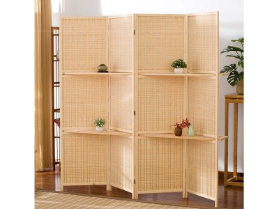 Bamboo Room Divider 180cm with Shelves