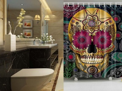 Skull Flower Shower Curtain