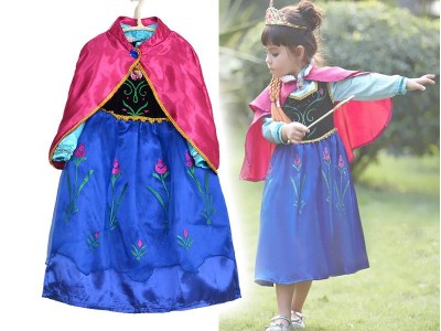 Anna Princess Dress with Cloak for Kids Cosplay Small 110cm