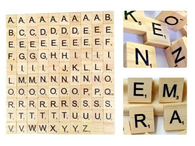 Wood Scrabble Tiles for Crafts, Games & Jewellery (100-Pack)