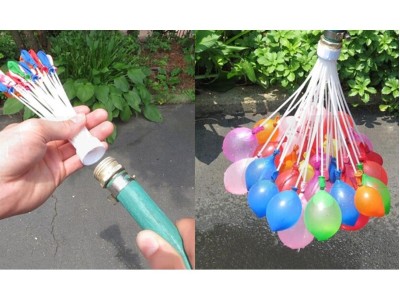 111 x Water Balloons & Hose Attachment Colourful