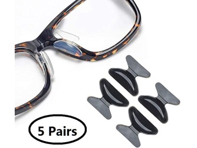 5 Pairs Anti-slip Silicone Glasses Pad on Nose-Black