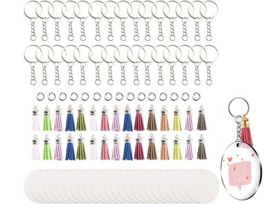 Acrylic Keychain Blanks Keychain Tassels Set for DIY and Craft