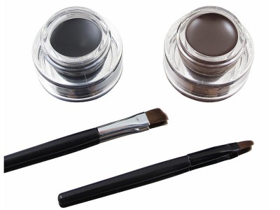 Eyeliner Gel Black & Brown Makeup + 2 Brushes Set