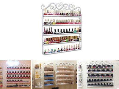 White 5-Tier Metal Nail Polish Wall Rack | Holds 125 Bottles