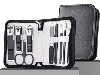 9pc Nail Manicure Kit, Carbon Steel, Portable Travel Set