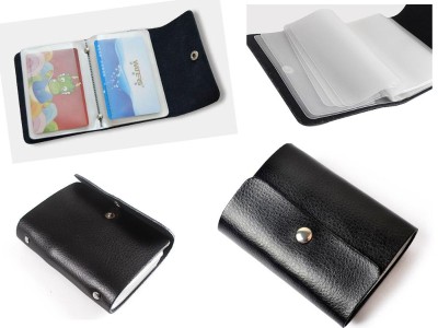 Soft Black Faux Leather Card Holder with 26 Sleeves