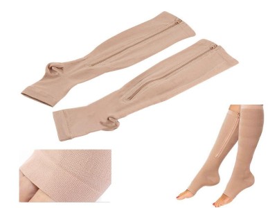 Nude Zipped Compression Socks