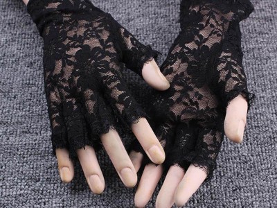 Beautiful Flower Printing Lace Gloves