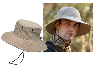Men Sun Hat Wide Brim Bucket Hat Khaki