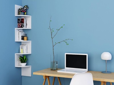 White Corner Shelf Unit Floating Shelves Wall Shelf 5-Tier