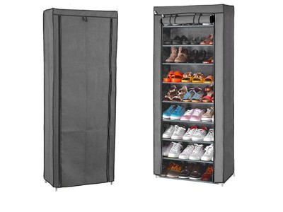 10 Layer Silver Grey Shoe Rack