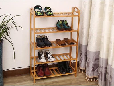5 Tier Bamboo Shoe Rack 95cm H