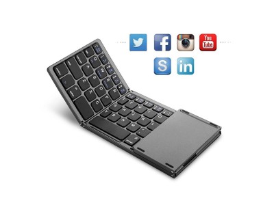 64-Key Foldable Wireless Bluetooth Keyboard with Touchpad