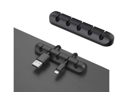 Silicone Adhesive Desktop Cable Clips Holder 5 Slots