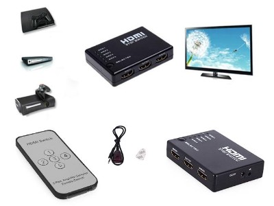 HDMI Switch Switcher with Remote 5 in 1 out