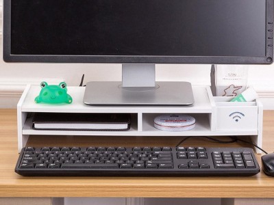 Desktop Monitor Stand Riser with Keyboard Storage