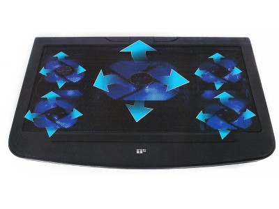 5 Fans Blue LED Notebook Cooling Pad 10-17