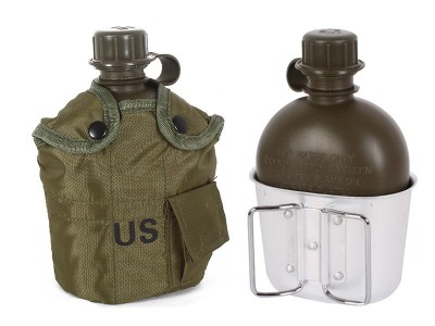 Water Bottle 1L Army Canteen Kettle With Cook Mug