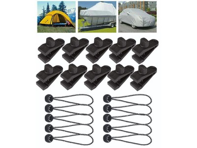 20PCS Tent Tarp Clips with Ball Bungee Cords