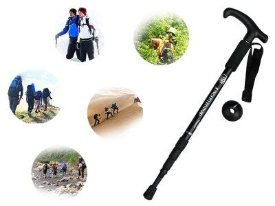 Hiking Anti-shock Walking Pole Trekking Stick Cane - Black