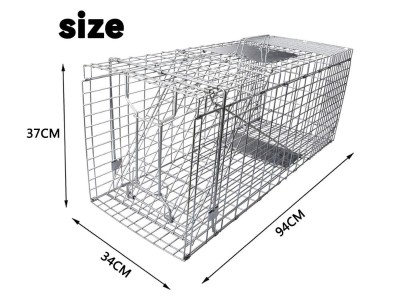 Foldable Humane Live Animal Trap Cage 94x34x37cm
