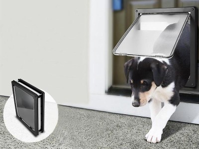 XL Dog Door, 2-Way Lock, Weather-Resistant, Black