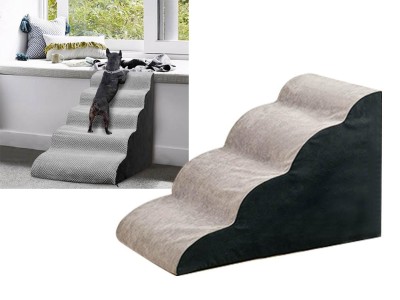 4-Step Dog Stairs - Non-Slip Foam Pet Ramp for Bed/Couch