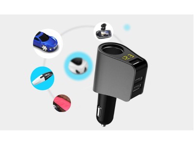 4 in 1 USB Car Charger Adapter with Cigarette Lighter