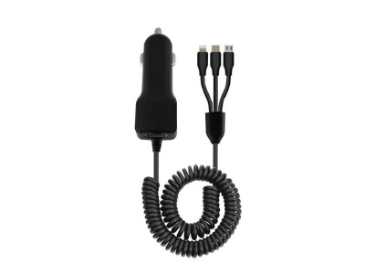 3-in-1 Car Charger - USB iPhone Android Type-C NZ