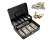 Cash Box with Key Lock, 5-Compartment Tray, 30x24cm, Black