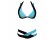 Sexy Black & Blue Nylon Spandex Bikini for Women - L