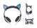 Foldable Wired Cat Ear Headphones with LED Flashing Light -Black